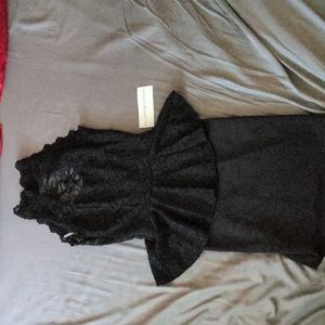 Black peplum backless lace dress size s